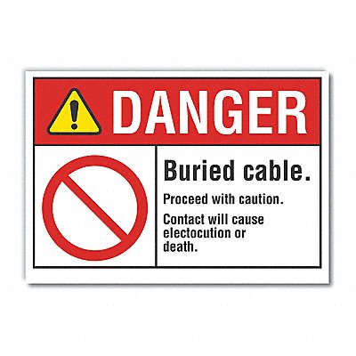 Buried Cable Danger Label 3.5in x 5in