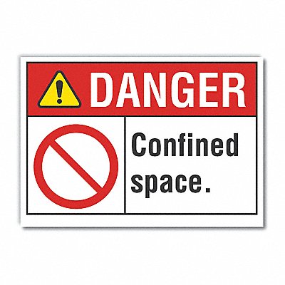 Confined Space Danger Labl 5x7in Polyest