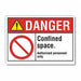 Confined Space Danger Rflct Lbl 7x10in