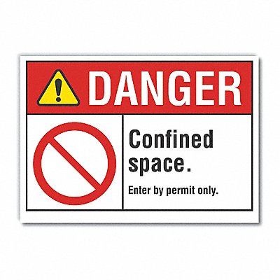 Confined Space Danger Labl 5x7in Polyest