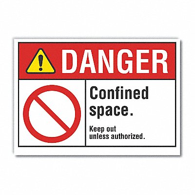 ConfinedSpaceDngr Lbl 3.5x5in Polyester