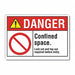 Confined Space Danger Rflct Lbl 7x10in