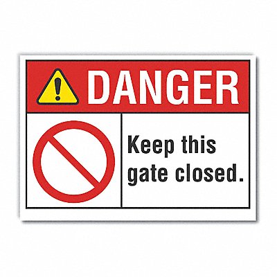 Gate Operation Danger Rflctv Lbl 7x10in