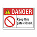 Gate Operation Danger Label 3 1/2x5in