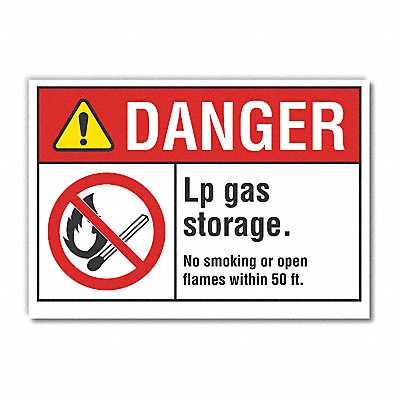 No Smoking Danger Rflctv Label 10inx14in