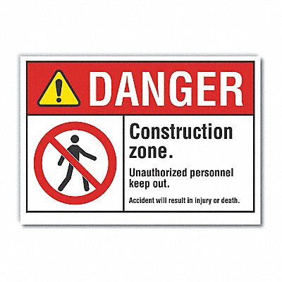 Construct Area Danger Rflct Lbl 5x7in