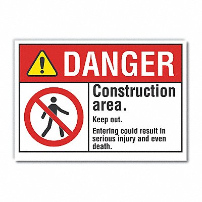 Construct Area Danger Rflct Lbl 3.5x5in