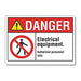 Elec Equip Danger Rflct Lbl 7x10in