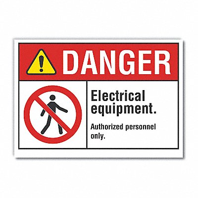 Elec Equip Danger Lbl 3.5x5in Polyester