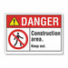 Construction Area Danger Lbl 5x7in