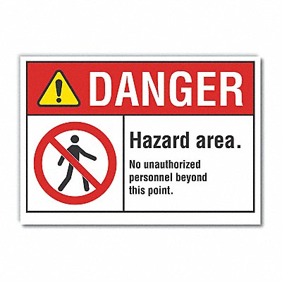 Hazard Area Danger Rflct Label 5inx7in