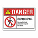 Hazard Area Danger Rflct Label 3.5x5in