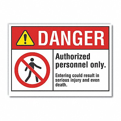 Auth Personnel Danger Rflctv Lbl 10x14in