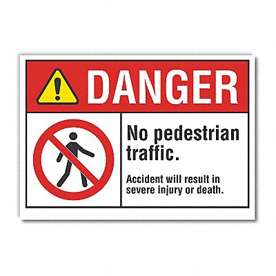 Pedestrian Traffic Danger Lbl 5x7in