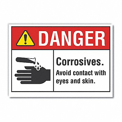Corrosive Mtrl Danger Rflct Lbl 7x10in