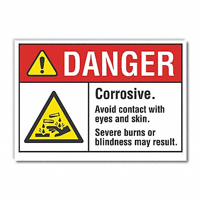Corrosive Mtrl Danger Lbl 7x10in Polyest