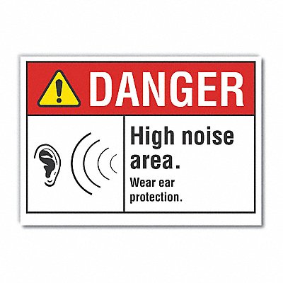 Hearing Danger Rflct Label 7inx10in