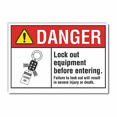 Lockout Tagout Danger Lbl 7x10in Polyest