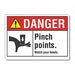 Pinch Point Danger Label 3.5x5in Polyest