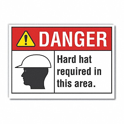 Hard Hat Danger Lbl 10inx14in Polyester