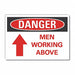 Men Working Danger Rflct Lbl 10inx14in
