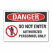 Danger Sign 10in x 14in Non-PVC Polymer