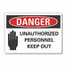 Auth Person Danger Label 10 in x 14 in