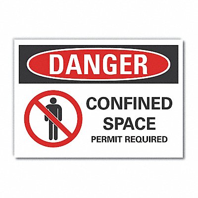 Confined Space Danger Lbl 7x10in Polyest