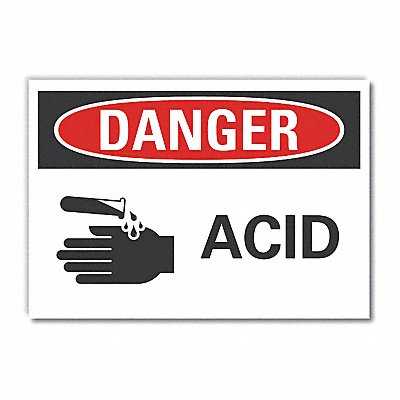 Acid Danger Label 5 inx7 in Polyester