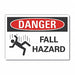 Fall Hazard Danger Rflctv Label 7inx10in