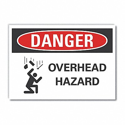 Overhead Hzrd Danger Lbl 10x14in Polyest