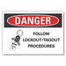 Lockout Tagout DangerLbl 3.5x5in Polyest