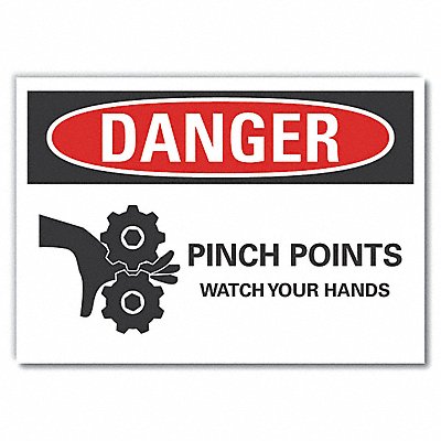 Pinch Point Danger Rflct Lbl 10inx14in