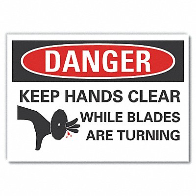 Keep Hands Clear Danger RflctvLbl 7x10in