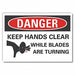 Keep Hands Clear Danger RflctvLbl 7x10in