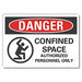 Confined Space DangerLbl 3.5x5in Polyest