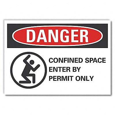 Confined Space Danger Lbl 7x10in Polyest