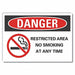No Smoking Danger Rflct Label 3.5x5in