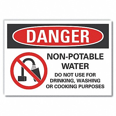 Potable Water Danger Lbl 7x10in Polyest
