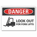 Lift Trck Trfc Danger Rflct Lbl 5x7in