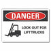 Lift Truck Traffic Danger Lbl 3.5x5in