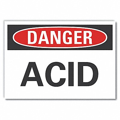 Acid Danger Label 5 in x 7 in Polyester