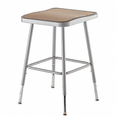 Square Stool Adjustable Legs Gray 18 H