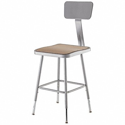 Square Stool Adjustable Legs Gray 32 H