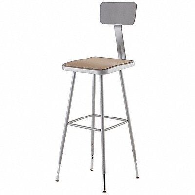 Square Stool Adjustable Legs Gray 44 H