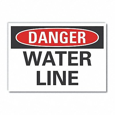 Water Line Danger Lbl 5inx7in Polyester