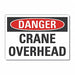K3079 Crane  Hoists Danger Lbl 5x7in Polyest