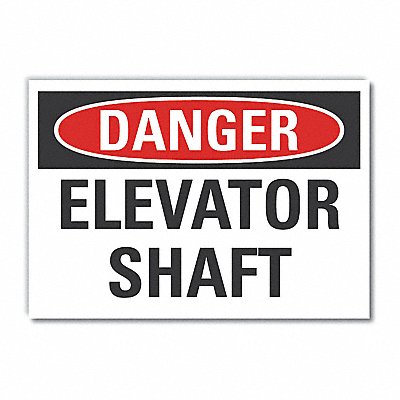 Elevator Hazard Danger Rflct Lbl 7x10in