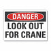 Crane Hoists Danger Lbl 3.5x5in Polyest