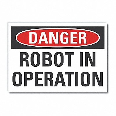 Robot Area Danger Lbl 7x10in Polyester